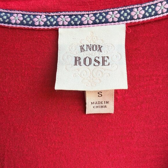 Knox Rose Long Sleeve V-Neck Floral Embroidered Boho Blouse  Women's Size S. - Picture 3 of 9